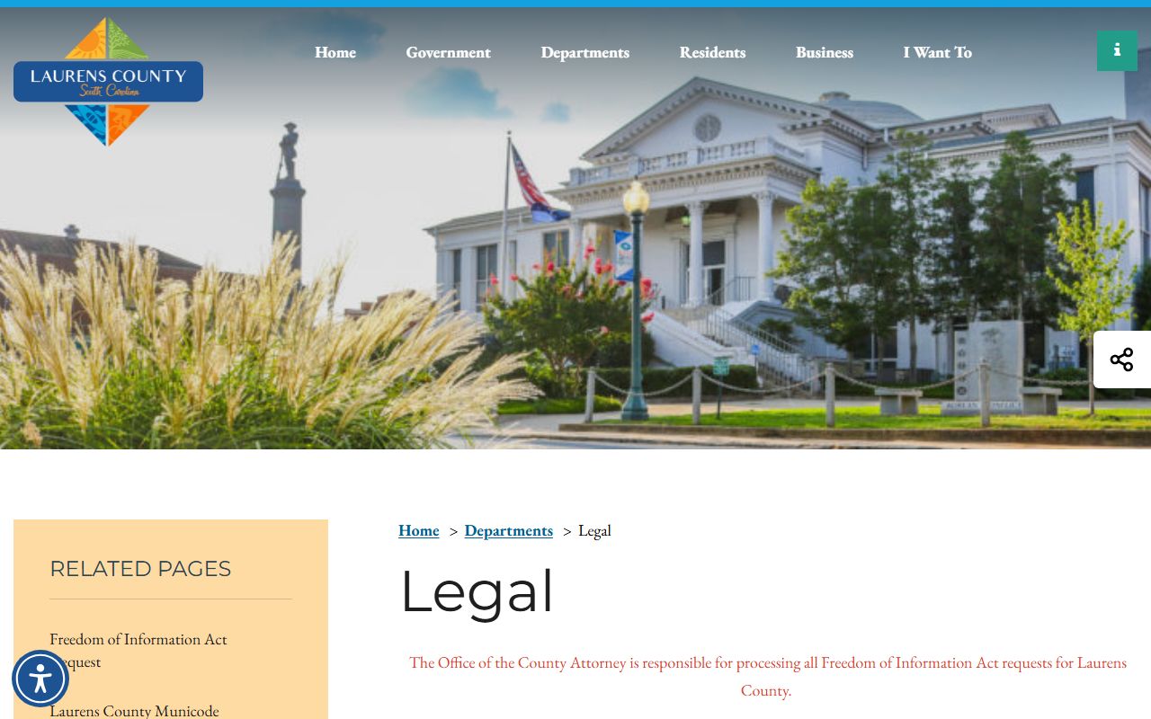 Laurens County inmate records FOIA page for county attorney requests